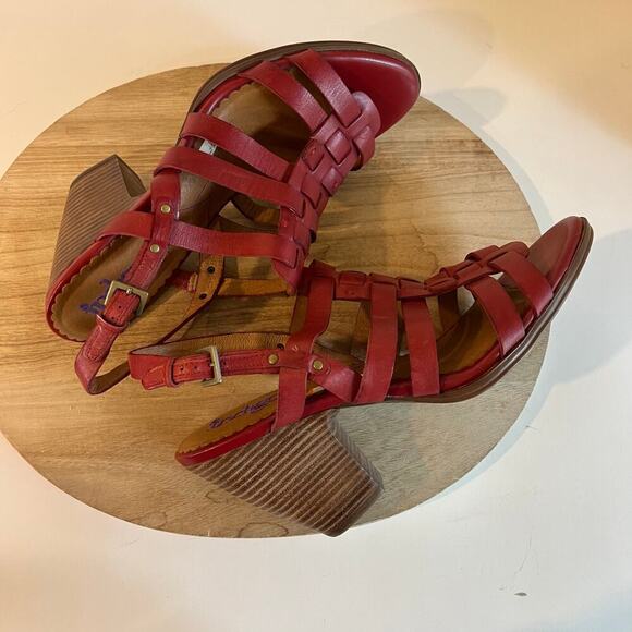 Indigo By Clarks Red Genuine Leather Weaved Woven Open Toe Sandals Size 11 - Picture 4 of 14